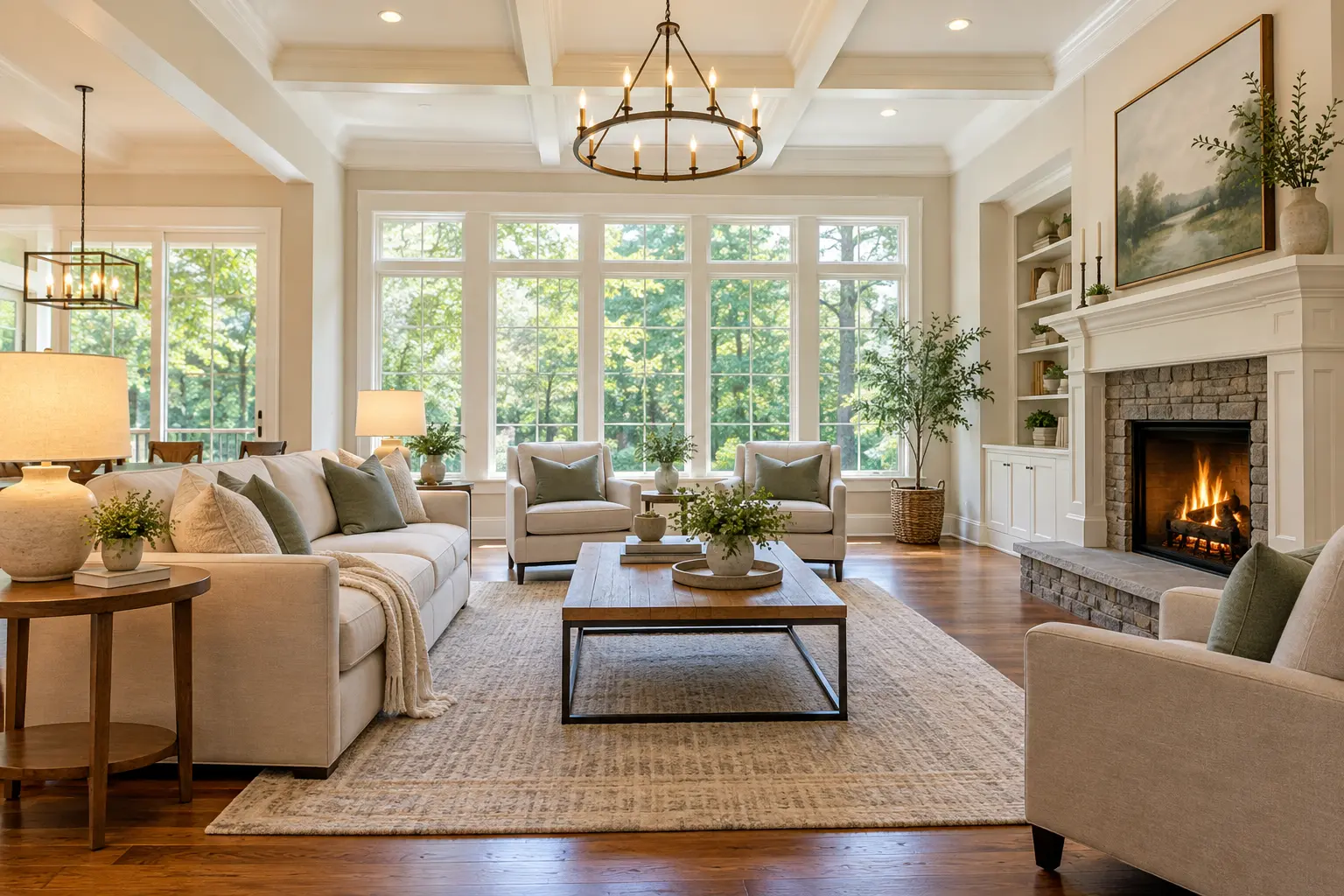 Illustrative staged living room in a home